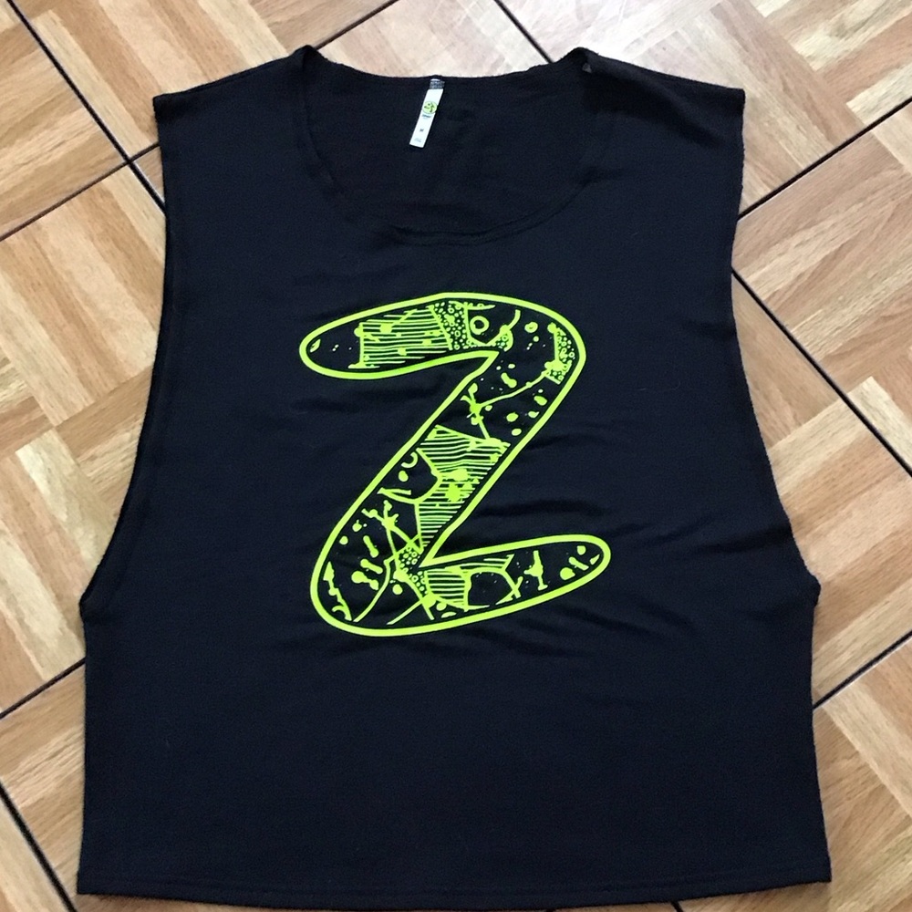 Zumba Fitness Black Tank with Neon Yellow Logo